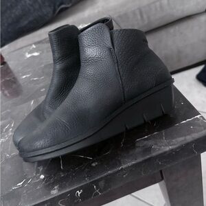 Ecco Black Ankle Boots Smooth Leather Lace-Up